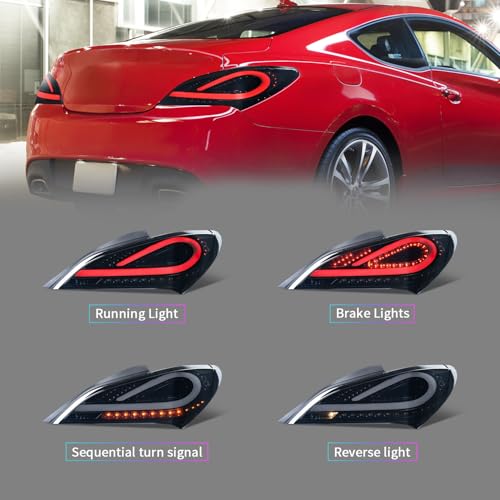 Tail Lights Assembly Compatible with 2010-2016 Hyundai Genesis Coupe w/Sequential Turn Signal Tail Lamp Replacement - Image 7