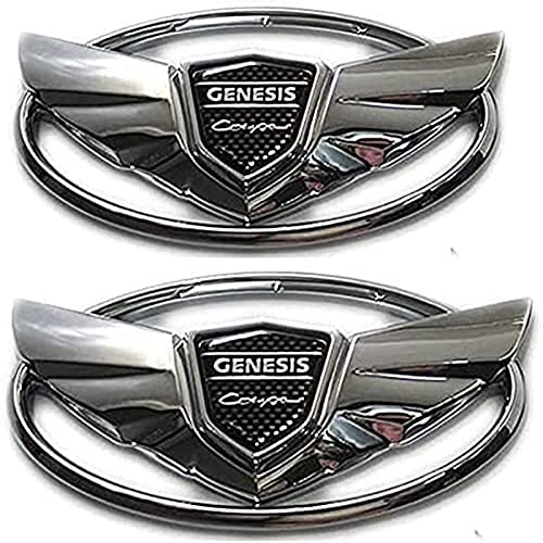 2 Pieces fit Genesis Logo Front+ Trunk Stickers Emblem Badges 2010-2017 Fit Genesis Art of Speed Coupe Wing Car Accessories (Gene-Sliver)