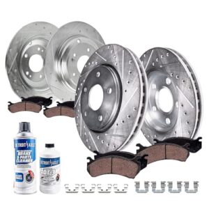 Brake Kit for Hyundai Genesis Coupe 2010-2016, 12.60" inch Front and 12.36" inch Rear Drilled Slotted Brake Rotors Ceramic Brakes Pads