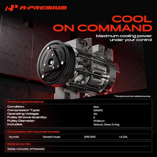 Air Conditioner AC Compressor with Clutch Compatible with Hyundai Genesis Coupe 2010 2011 2012 2.0L - Image 7