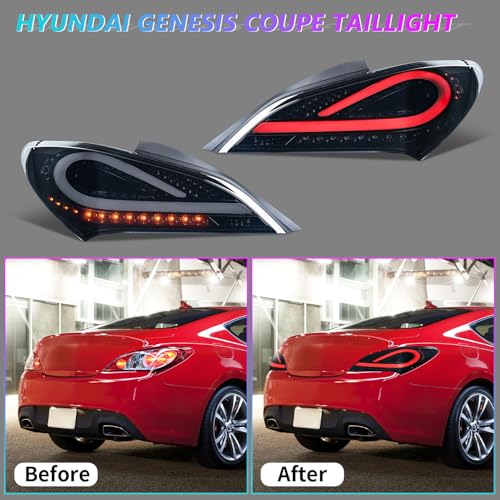 Tail Lights Assembly Compatible with 2010-2016 Hyundai Genesis Coupe w/Sequential Turn Signal Tail Lamp Replacement - Image 4