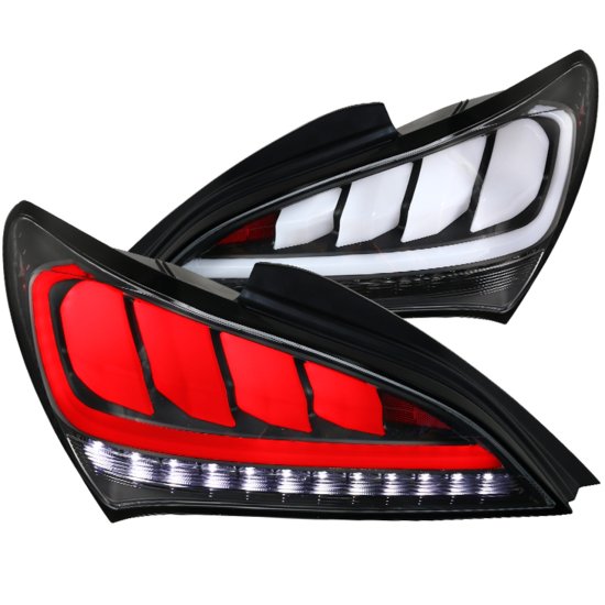 Spec-D Genesis Coupe Matte Black Housing White Lens Sequential LED Tail Lights 2010 – 2016 - Image 3